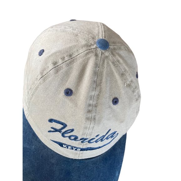 Vtg Florida Keys Denim Tan Cap Hat Distinctive Headwear Cotton Twill Adjust GUC - Picture 8 of 12